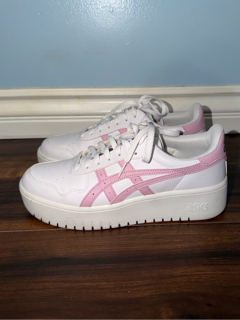 ASICS White & Light Pink Platform Sneakers - Women's Casual Trainers